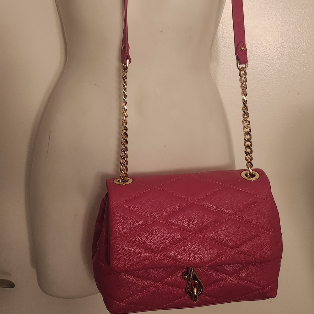 Pink Quilted Crossbody Bag with Chain Strap
